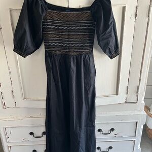 Old Navy XS Blue Tiered Smocked Sundress with 3/4 Puff Sleeves EUC